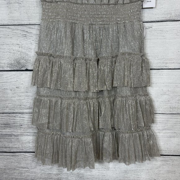 NWT MSK Petites Metallic Silver Gold Knee Cocktail Party Tiered Dress Sz… - Picture 4 of 15